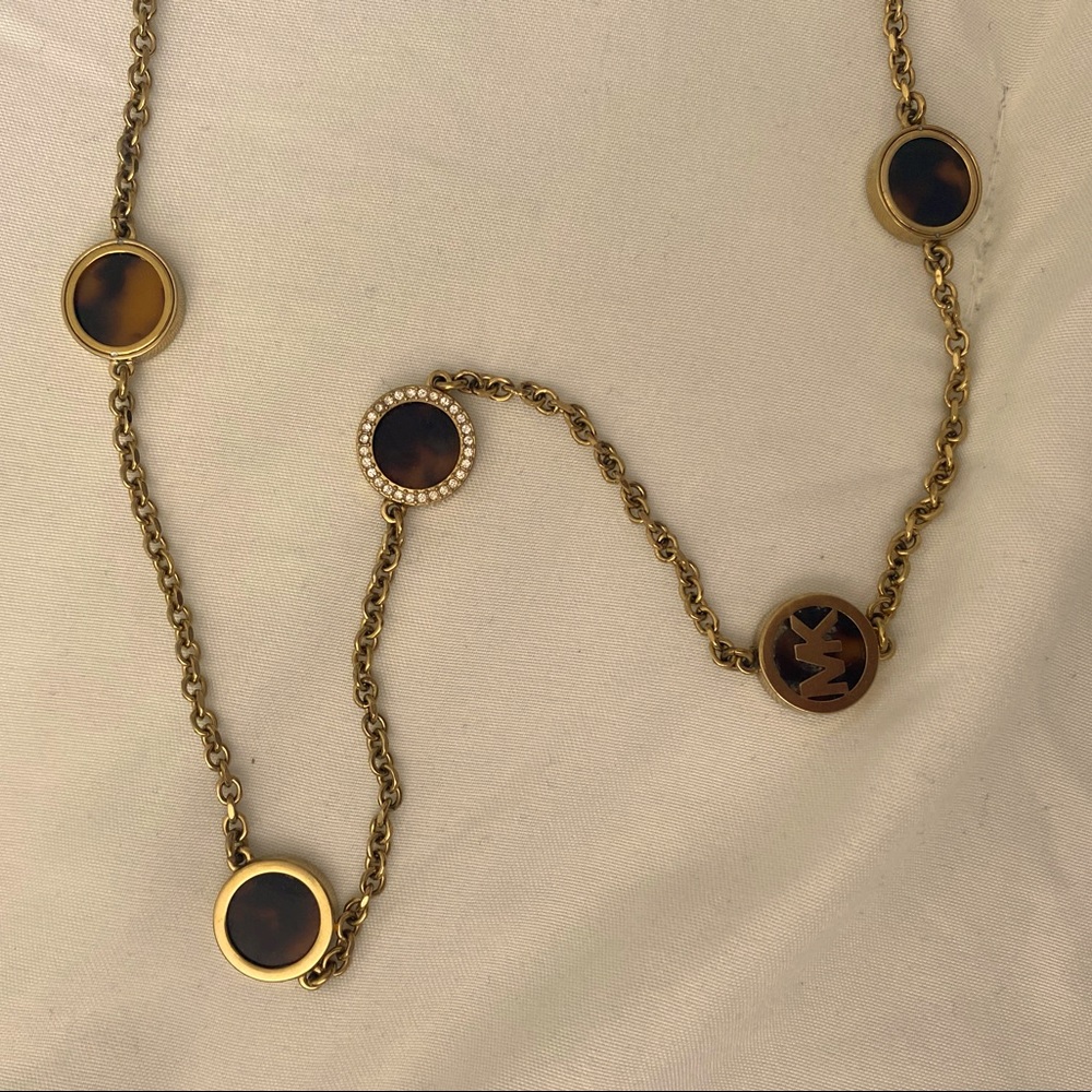 Michael Kors long gold/brown necklace